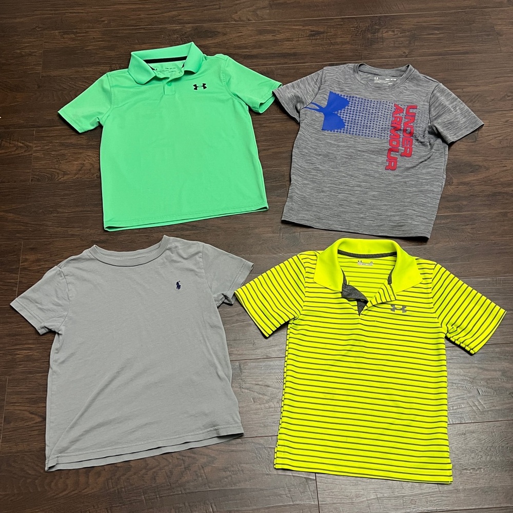 Under Armour Boys Lot Polo & Tee Set - Neon Green, Gray, Neon Yellow